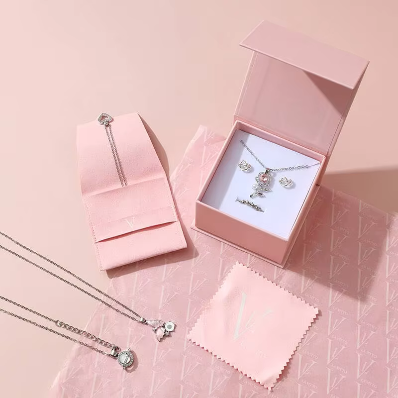 Custom Logo Luxury Jewelry Packaging Set Necklace Ring Earring Box with Paper Bag Wholesale Personalized Jewelry Box Set Bulk