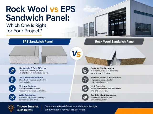 rock wool vs EPS sandwich panel
