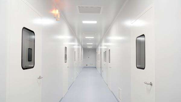Modular cleanroom wall panel installation for pharmaceutical factory