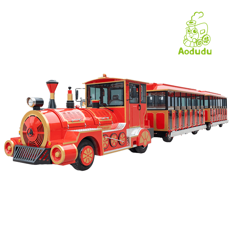 Fuel-Powered Sightseeing Train with Automatic Doors | 72-Seat Red & Gold – ALGQ-CL-72