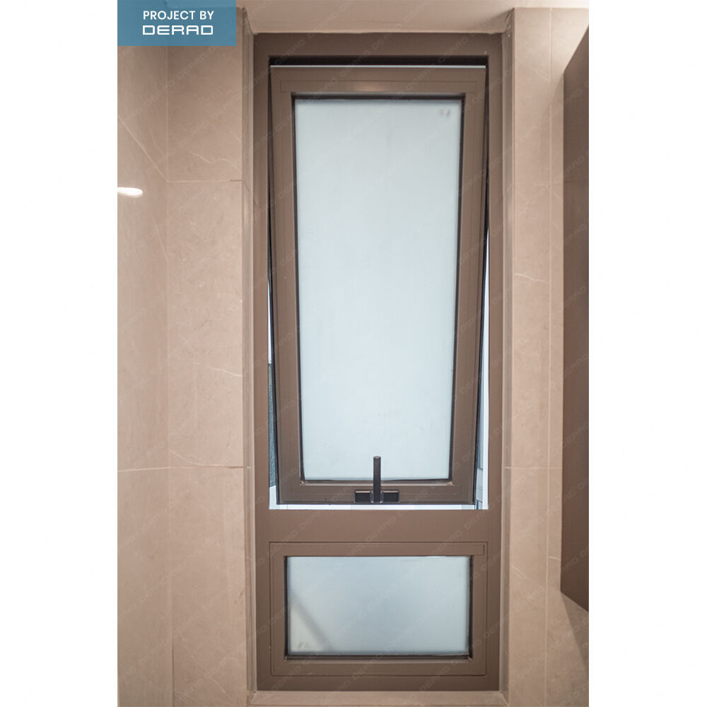 Aluminium gas strut control awning window good quality double glass chain winder awning window for bathroom laundry