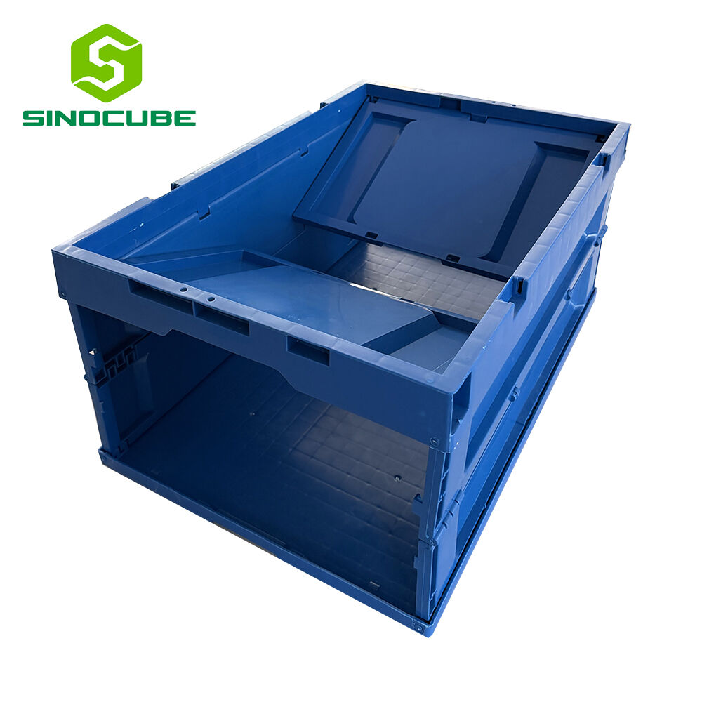 Folding Eu Stacking Plastic Crates Heavy Duty  Collapsible Plastic Moving Tote Box