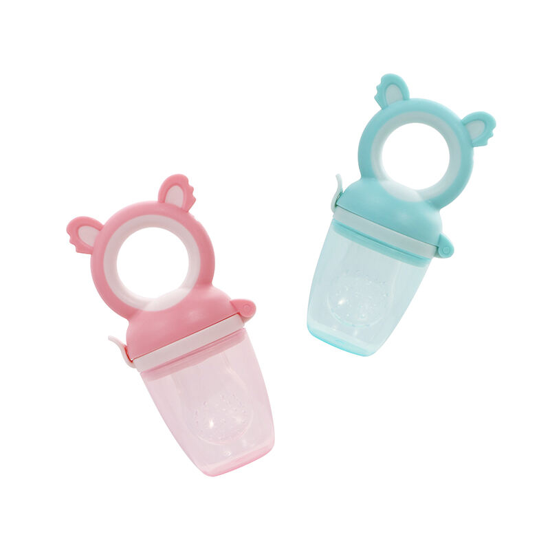 Cute Monkey Shape Teething Relief BPA Free Silicone Baby Fruit Food Feeder Pacifier with S M L Mesh