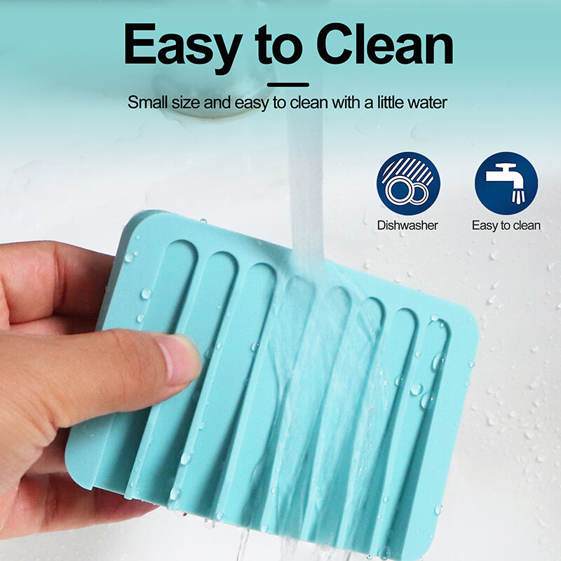 Non Slip Bathroom Household Products Flexible Silicone Container Soap Dish Holder with Drain Silicone Soap Holder Case details