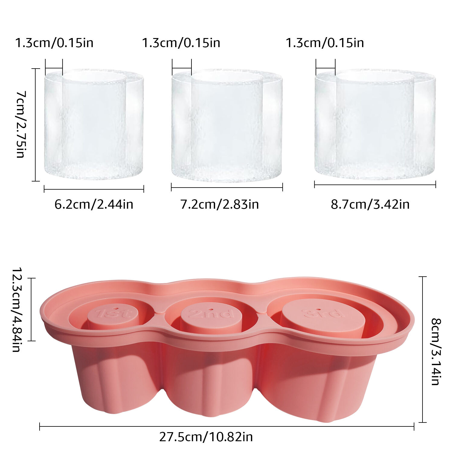 Reusable Silicone Ice Hollow Cylinder Tray Mold Big Ice Cube Maker Mold For Stanley Beer Cup Accessories manufacture