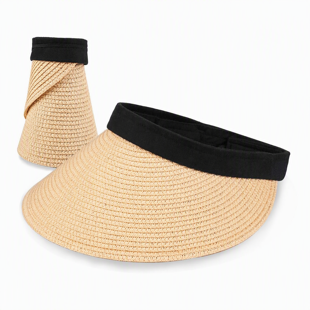 Premium Custom Open Top Straw Sun Visor UV Protection Foldable Straw Headband Hat for Spring Summer Outdoor Travel Professional Baseball Cap with Custom Logo Embroidery for Daily Wear and Outdoor Activities