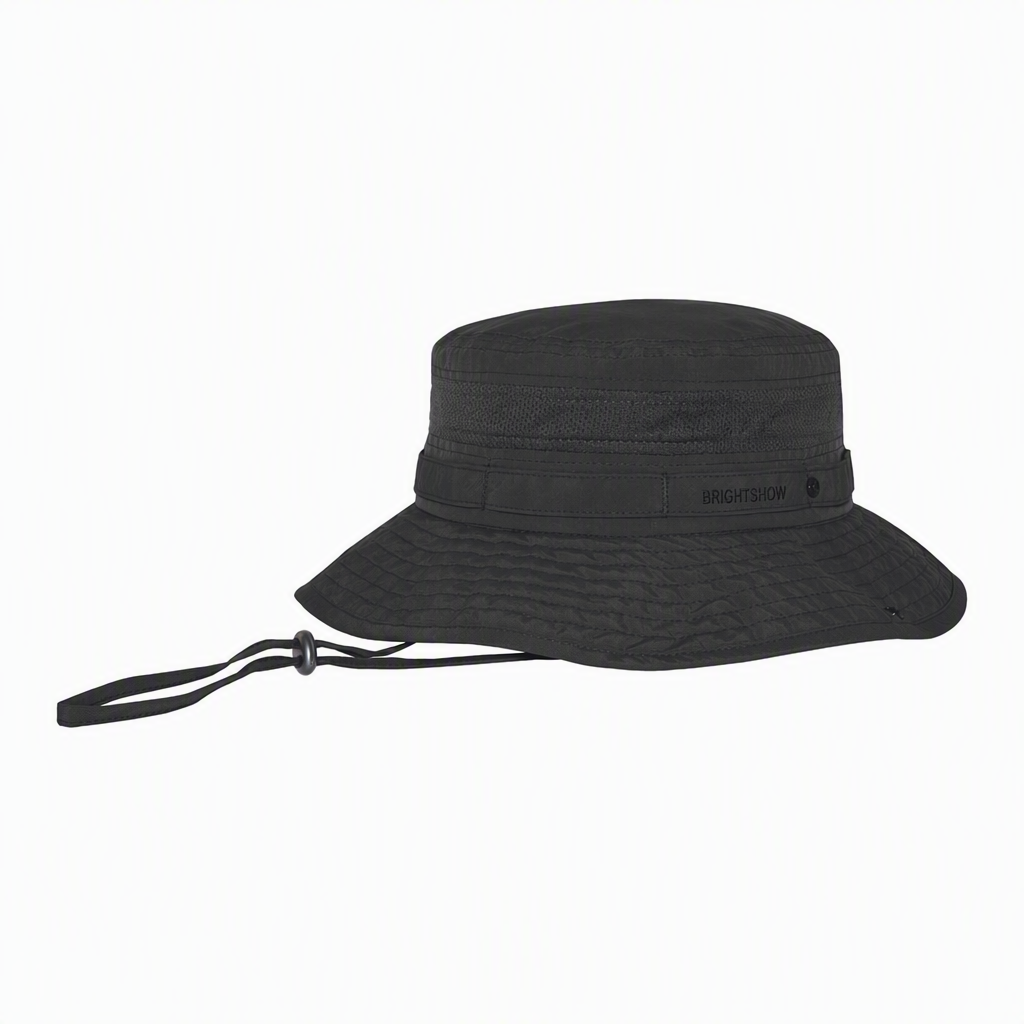 Premium Custom J7263 Mesh-Ventilated Boonie Bucket Hat with Chin Draw Cord and Daisy-Chain Band Wide Brim UV Protection Outdoor Cap for Hiking Fishing Safari and Promotional Branding