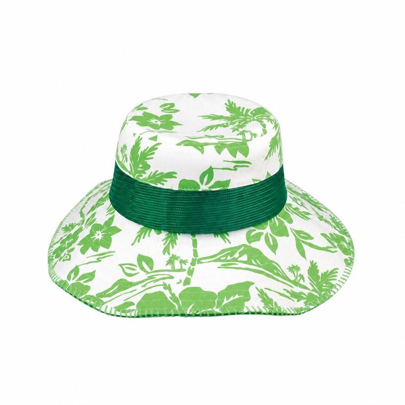 Premium Custom 7905B Hawaiian Print Bucket Hat with Contrast Mesh Band and Overcast Stitch Edge Wide Floppy Brim Tropical Outdoor Sun Cap for Beach Travel and Promotional Branding