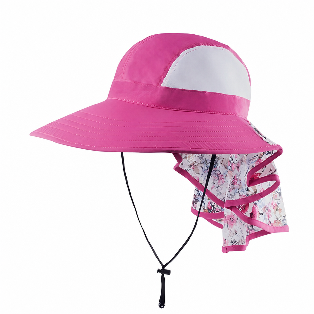 Premium Custom Wide Brim Summer Sun Hat with Breathable Detachable Neck Scarf & Adjustable Drawstring Professional Baseball Cap with Custom Logo Embroidery for Daily Wear and Outdoor Activities