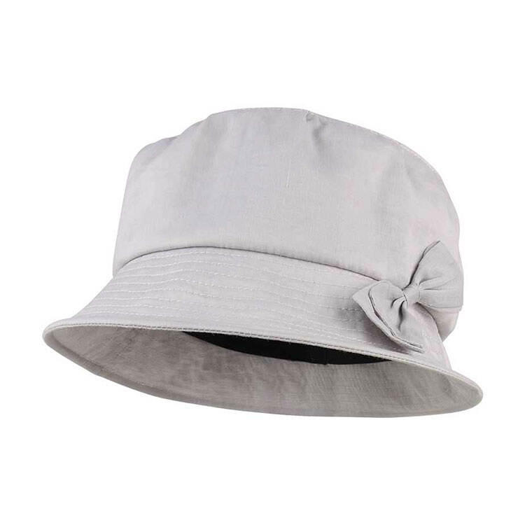 Premium Custom 6605 Ribbed-Brim Cloche Bucket Hat with Self-Fabric Bow Two Colorways Deep Round Crown Woven Linen Blend Fashion Hat for Autumn Winter Casual Wear and Promotional Branding