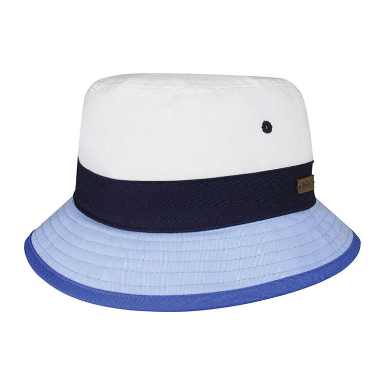 Premium Custom 7900 Tri-Color Nautical Bucket Hat with INFINITY Leather Patch Three-Band Design Ventilation Eyelets Cotton Twill Outdoor Sun Cap for Kids Daily Wear and Promotional Branding