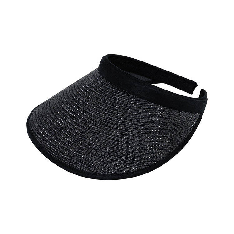 Paper Straw Wrap Sun Visor Custom B2B Summer Lifestyle Headwear Breathable Woven Straw Wide UV Protection Pre Curved Brim Empty Top Visor Unisex Lightweight Foldable Beach Travel Golf Sun Hat Blank Custom Embroidery Bulk Supply For Women Men