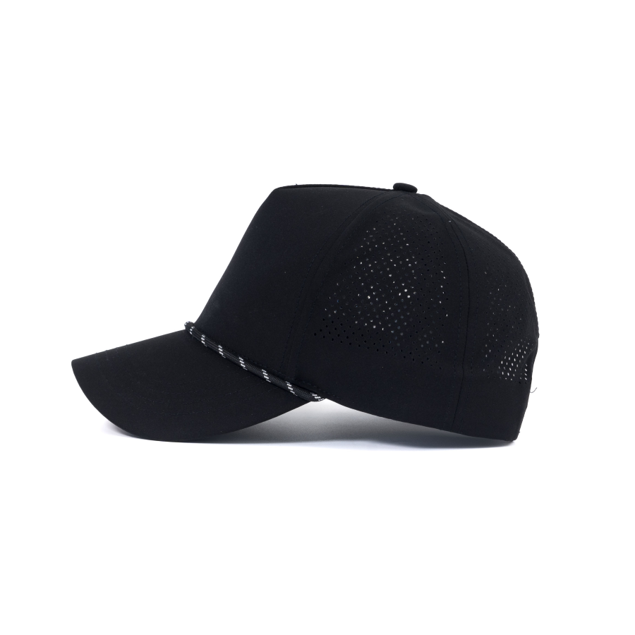 Premium Custom 5-Panel Laser Perforated Mesh Rope Sports Baseball Cap, Polyester Breathable Athletic Cap Professional Baseball Cap with Custom Logo Embroidery for Daily Wear and Outdoor Activities