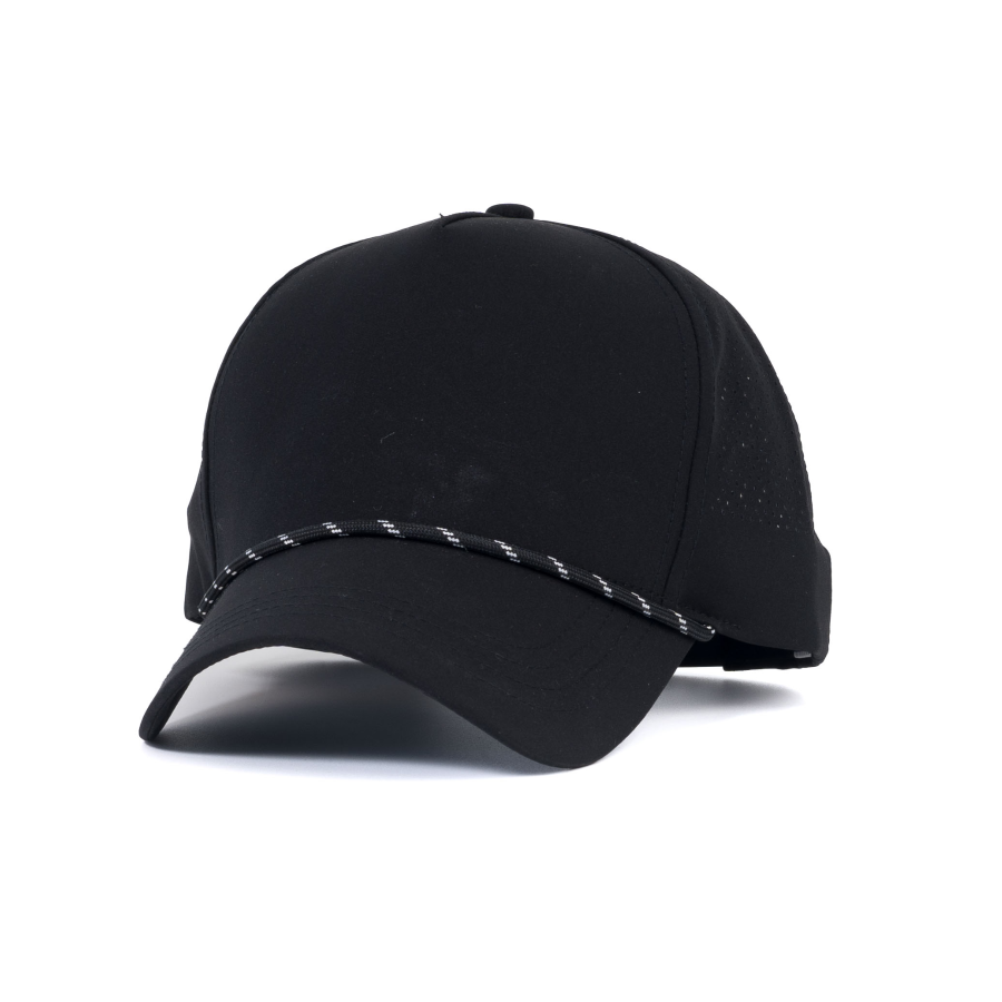Premium Custom 5-Panel Laser Perforated Mesh Rope Sports Baseball Cap, Polyester Breathable Athletic Cap Professional Baseball Cap with Custom Logo Embroidery for Daily Wear and Outdoor Activities