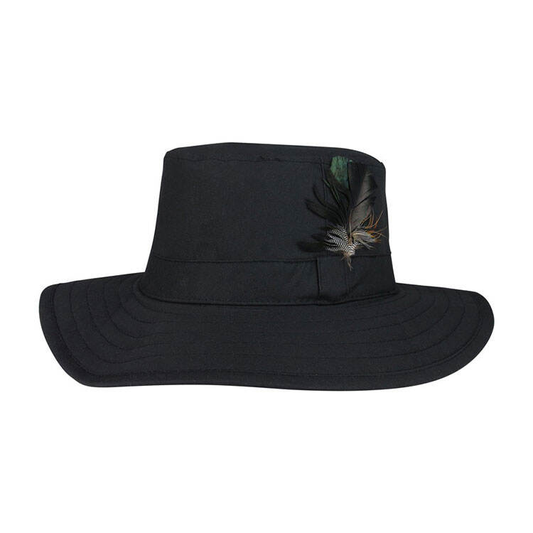 Premium Custom J9705 Safari Walking Hat with Feather Decoration Wide Brim Cotton Canvas Outdoor Cap with Stitched Brim and Fabric Hatband for Country Style Travel and Promotional Branding