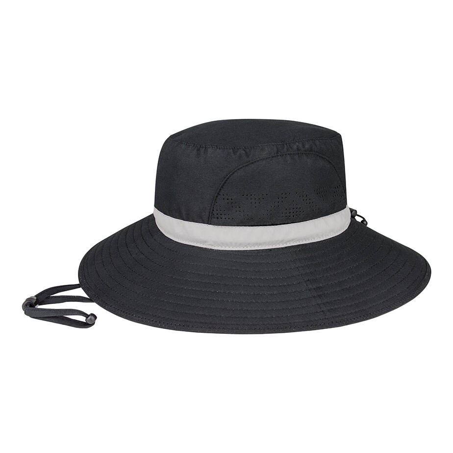 Premium Custom J7261 Laser-Cut Boonie Bucket Sun Hat with Reflective Band and Adjustable Chin Draw Cord Wide Brim UV Protection Outdoor Cap for Hiking Fishing Beach and Promotional Branding