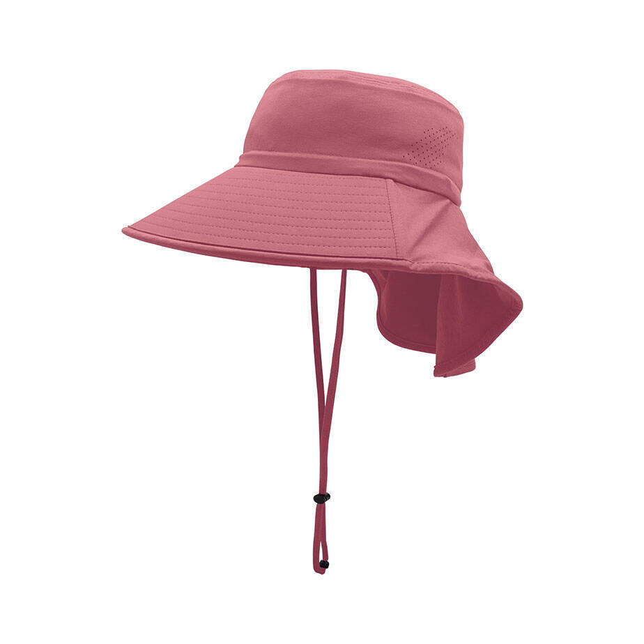 Premium Custom J7273 Wide-Brim Sun Hat with Neck Flap and Ponytail Opening Laser-Cut Ventilation Adjustable Chin Cord UV Protection Outdoor Cap for Hiking Fishing and Promotional Branding