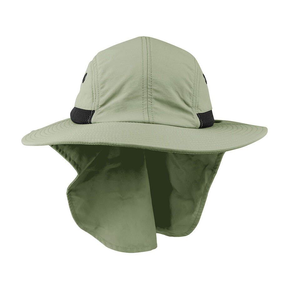 Premium Custom Promotional Lightweight Nylon 4-Panel Flap Cap with Wide Brim Model J7002A High-Performance UV Protection Sun Hat for Outdoor Fishing Hiking Exploration Branded Athletic Headwear Adjustable Silhouette

