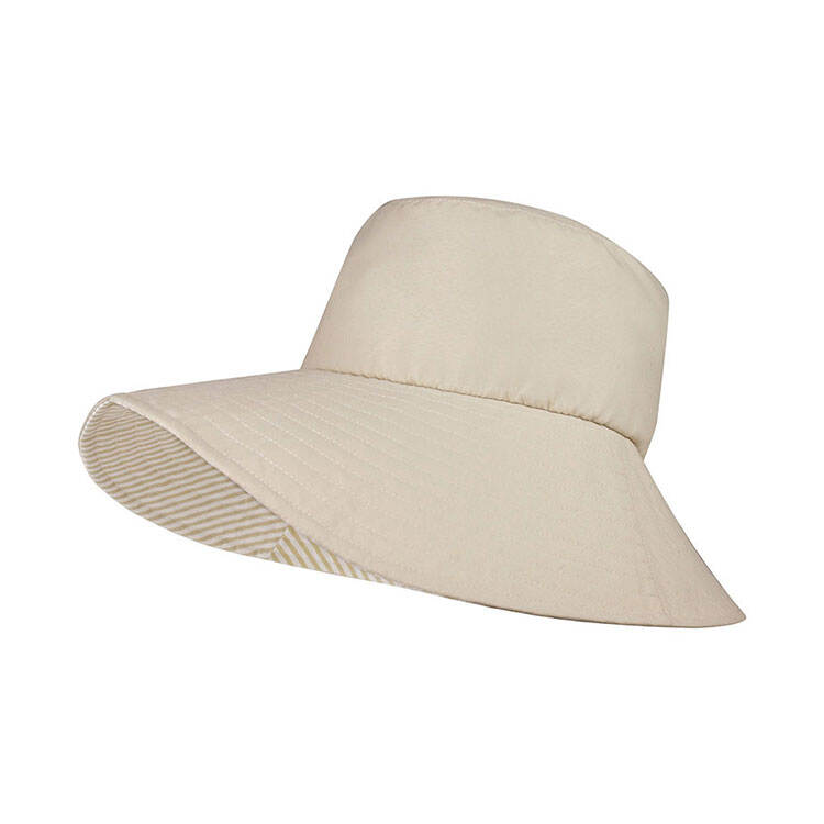 Premium Custom Reversible Wide-Brim Sun Hat with Striped Interior Lining Breathable Cotton Canvas Garden Hat with Stitched Brim for Gardening Travel and Promotional Branding