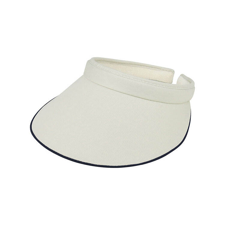 Piping Brim Cotton Twill Sun Visor Adjustable Wrap Back Empty Top Visor Hat Unisex Lightweight UV Protection Solid Color Blank Custom Embroidery Logo Outdoor Golf Beach Fishing Travel Summer Casual Fashion Headwear Wholesale B2B Bulk Supply 