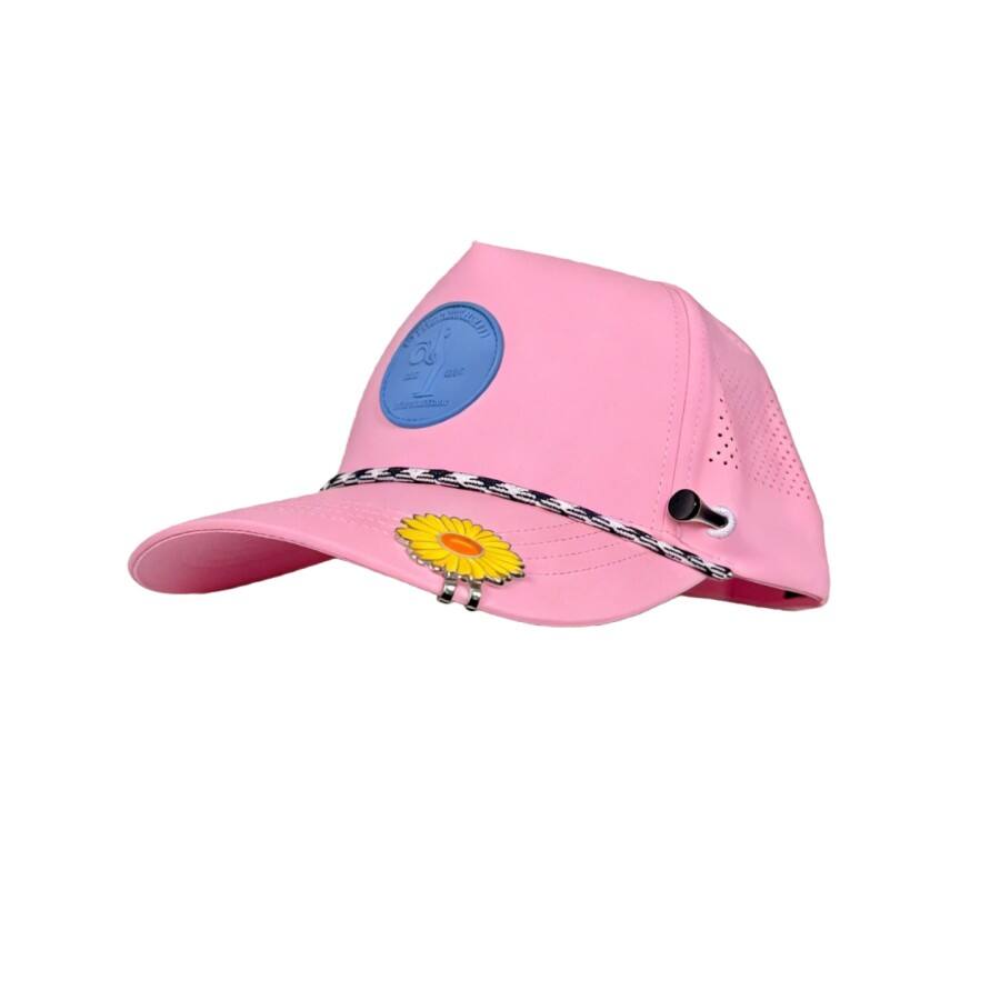 Premium Custom 5 Panels Lightweight Golf Cap with Silicone Logo Badge Tee Holder Magenic Ball Marker Breathable Curved Brim Baseball Hat Professional Baseball Cap with Custom Logo Embroidery for Daily Wear and Outdoor Activities