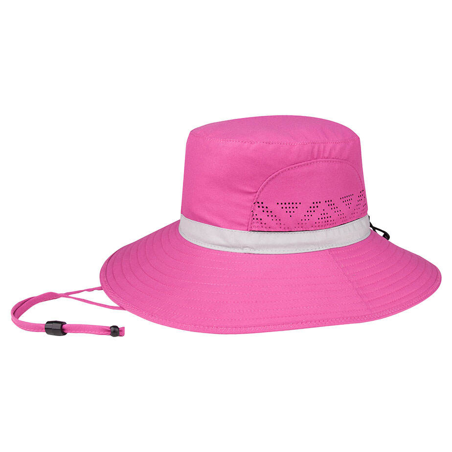 Premium Custom J7261 Laser-Cut Boonie Bucket Sun Hat with Reflective Band and Adjustable Chin Draw Cord Wide Brim UV Protection Outdoor Cap for Hiking Fishing Beach and Promotional Branding