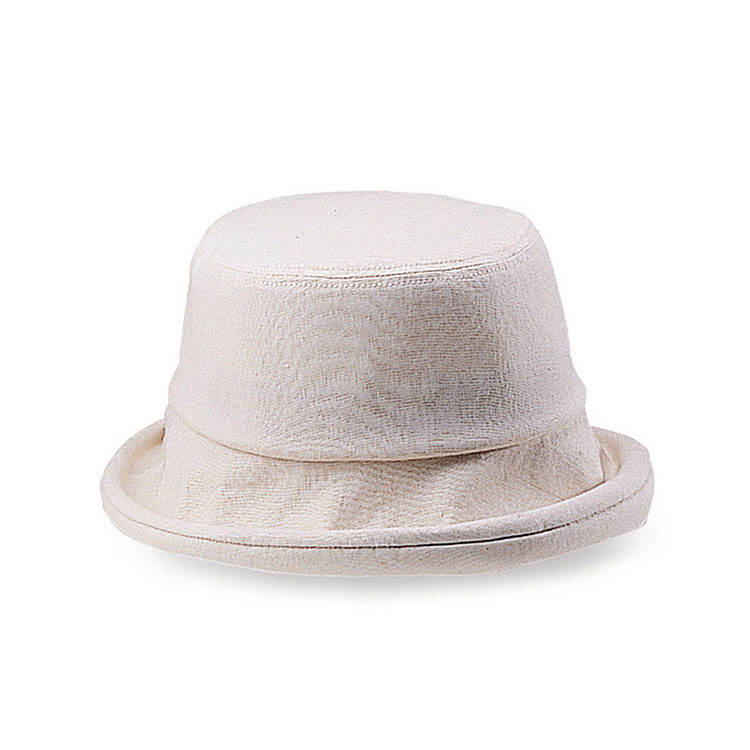 Premium Custom 6509 Rolled-Brim Bucket Cloche Hat One Colorway Upward Curl Brim Structured Crown Natural Cotton Linen Outdoor Fashion Hat for Casual Wear Travel and Promotional Branding