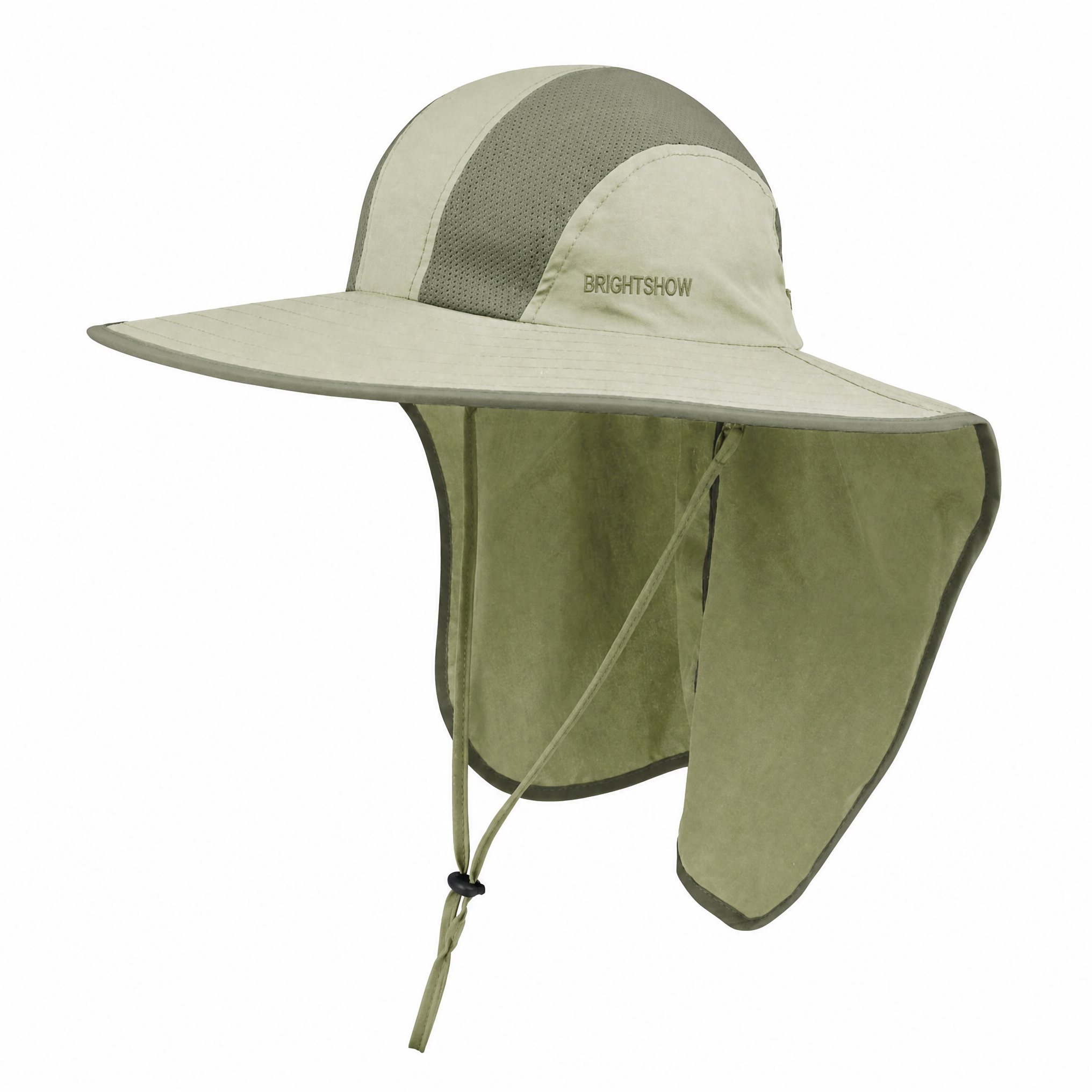 Premium Custom J7250 Wide Brim Sun Hat with Breathable Mesh and Integrated Neck Flap UPF 50 Plus UV Protection Outdoor Legionnaire Safari Cap Adjustable Chin Cord for Fishing Hiking Gardening Travel