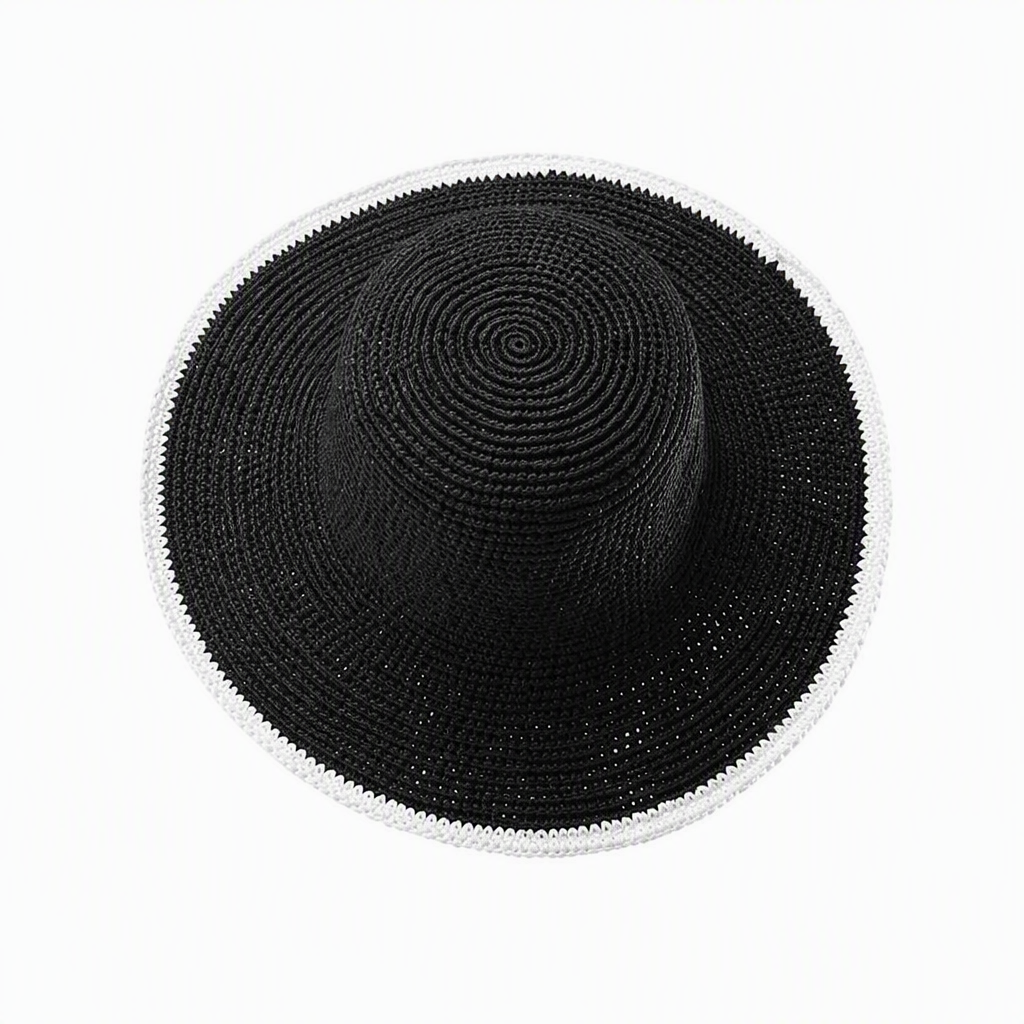 Premium Custom 2806 Crochet Wide-Brim Hat with White Trim Six Colorways Contrast Crocheted Border Deep Crown Artisanal Yarn Outdoor Summer Sun Hat for Casual Wear Travel and Promotional Branding