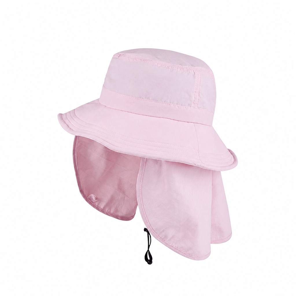 Premium Custom Summer Breathable Bucket Sun Hat with Detachable Neck Flap Adjustable Drawstring Professional Baseball Cap with Custom Logo Embroidery for Daily Wear and Outdoor Activities