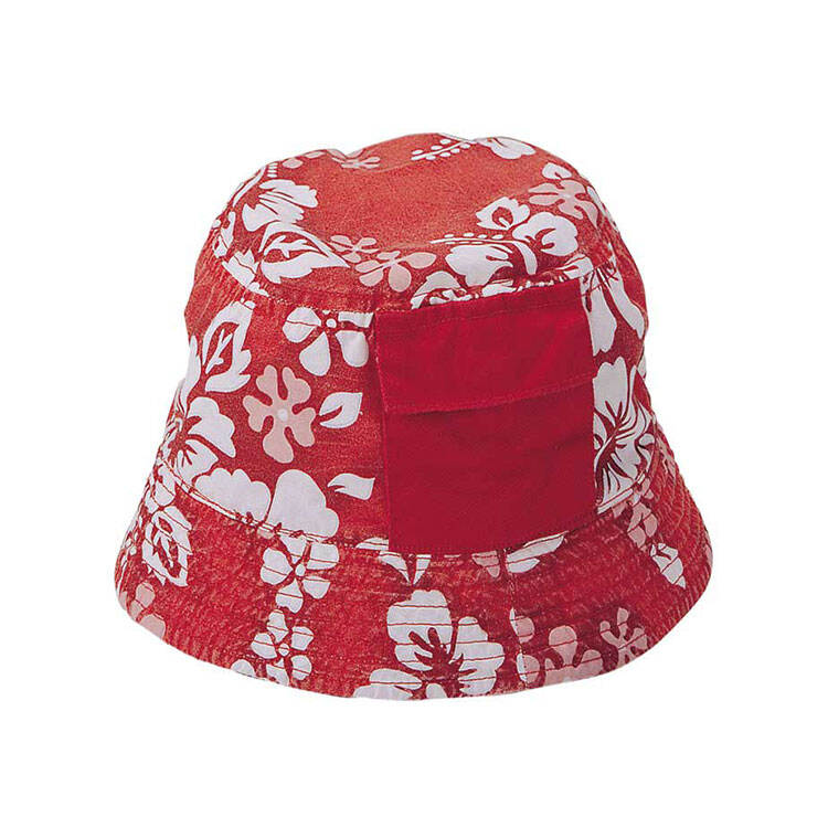 Premium Custom 7865 Tropical Floral Bucket Hat with Utility Pocket and Flap Closure Five Colorways Wide Brim Outdoor Sun Cap for Beach Festival Travel and Promotional Branding