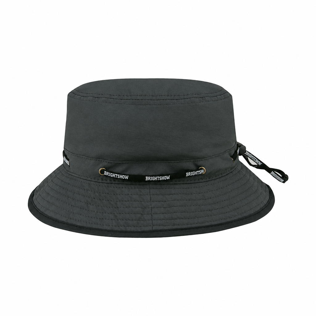 Premium Custom J7267 Drawcord Cinch Bucket Hat with Contrast Brim Trim and Brass Eyelet Detail Wide Brim UV Protection Outdoor Cap for Hiking Fishing Travel and Promotional Branding