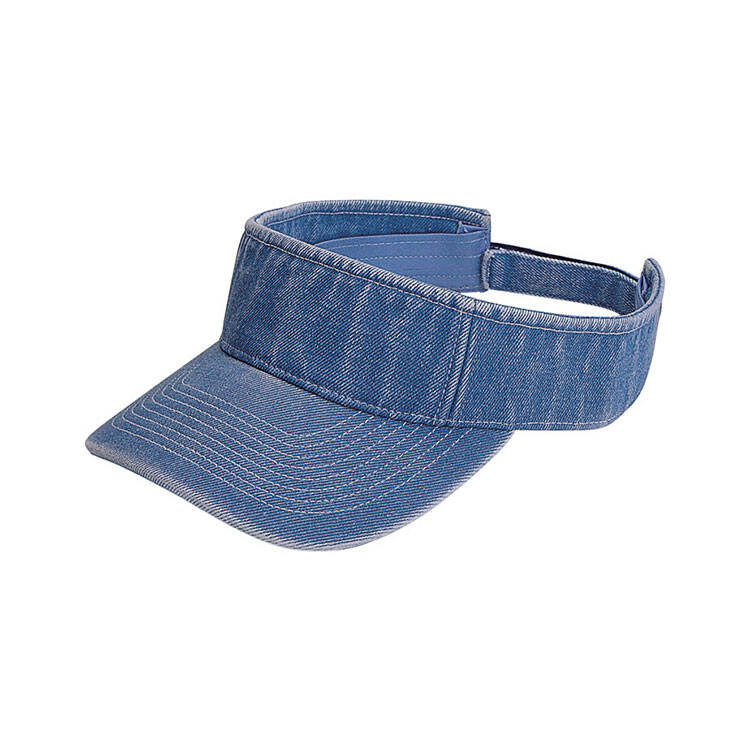 4029 Washed Denim Visor Style Custom B2B Streetwear Visor 100% Pure Cotton Denim Headwear Premium Rugged Windproof Sun Visor Unisex Vintage Distressed Denim Empty Top Cap Adjustable Back Strap Blank Custom Logo Outdoor Fishing Beach Daily Street Fas