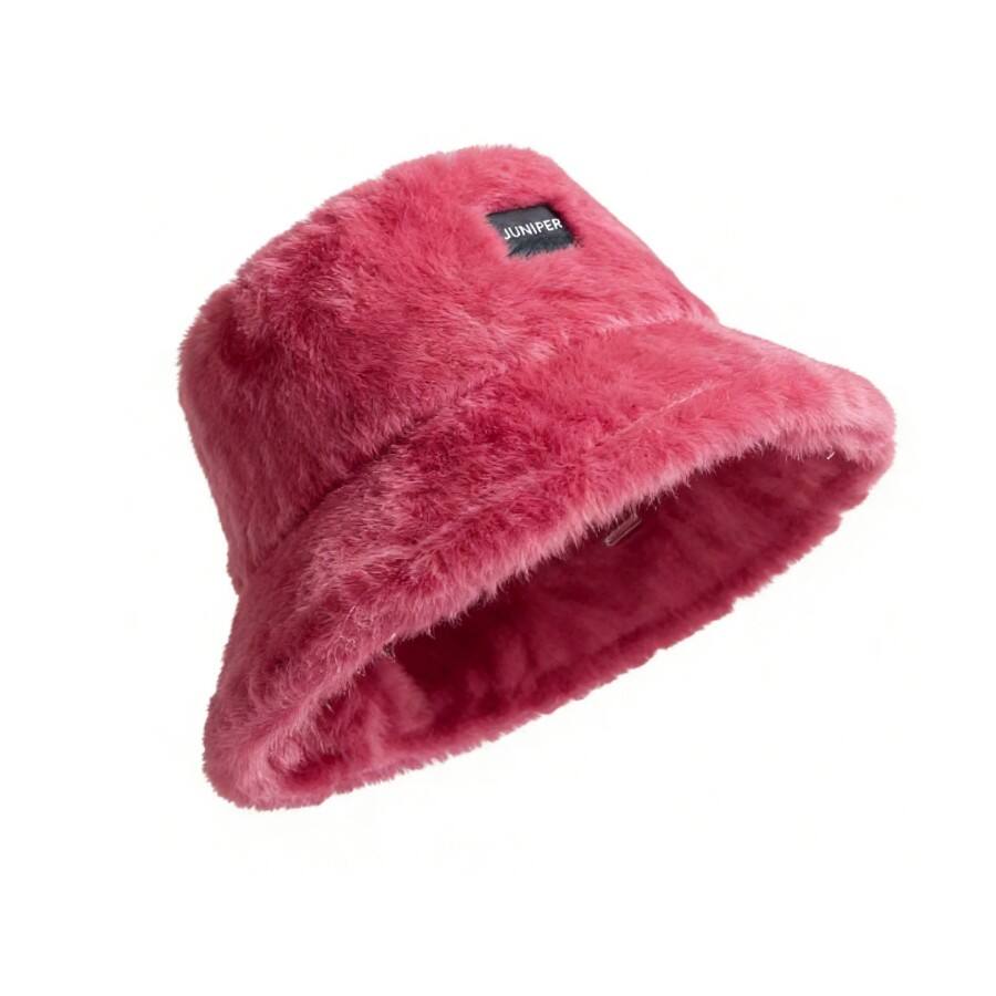 Premium Custom Faux Rabbit Fur Winter Wide Brim Bucket Hat with Custom Leather Logo Professional Baseball Cap with Custom Logo Embroidery for Daily Wear and Outdoor Activities