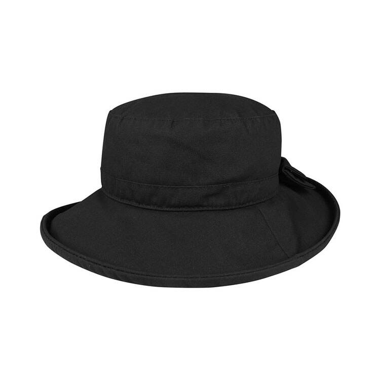 Premium Custom J9704 Structured Bucket Sun Hat with Fabric Bow Accent Wide Brim Cotton Canvas Outdoor Cap with Rolled Hem for Country Style Travel and Promotional Branding