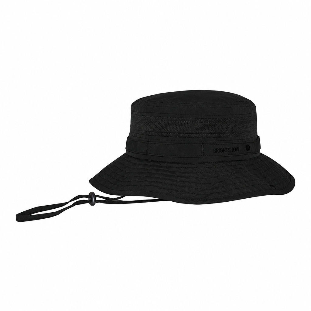 Premium Custom J7263 Mesh-Ventilated Boonie Bucket Hat with Chin Draw Cord and Daisy-Chain Band Wide Brim UV Protection Outdoor Cap for Hiking Fishing Safari and Promotional Branding