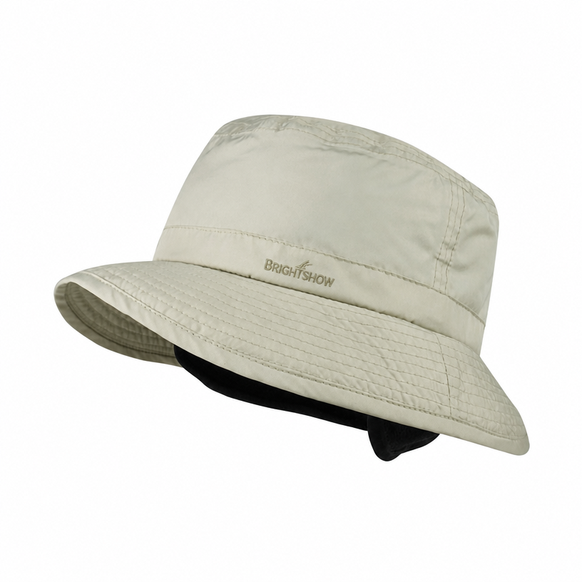 Premium Custom J3609 Bucket Hat with Integrated Ear Flaps and Tonal Juniper Embroidery Water-Resistant Wide Brim Outdoor Cap for Cold Weather Hiking Travel and Promotional Branding
