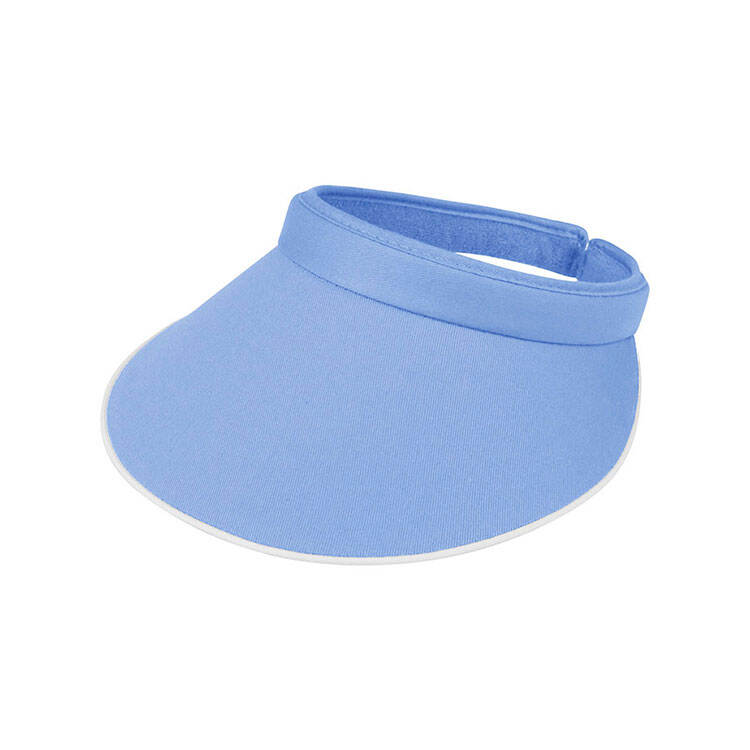 Piping Brim Cotton Twill Sun Visor Adjustable Wrap Back Empty Top Visor Hat Unisex Lightweight UV Protection Solid Color Blank Custom Embroidery Logo Outdoor Golf Beach Fishing Travel Summer Casual Fashion Headwear Wholesale B2B Bulk Supply 