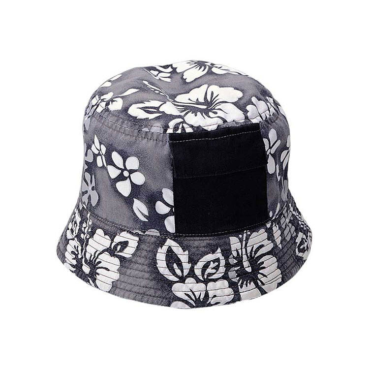 Premium Custom 7865 Tropical Floral Bucket Hat with Utility Pocket and Flap Closure Five Colorways Wide Brim Outdoor Sun Cap for Beach Festival Travel and Promotional Branding
