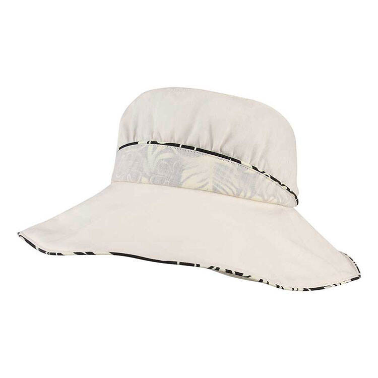 Premium Custom 6604 Wide-Brim Sun Hat with Patterned Crown Band and Two-Tone Cord Trim Two Colorways Gathered Crown Woven Linen Outdoor Summer Sun Hat for Beach Travel Gardening and Promotional Branding