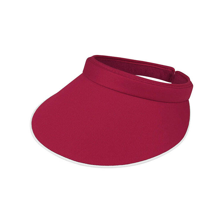 Piping Brim Cotton Twill Sun Visor Adjustable Wrap Back Empty Top Visor Hat Unisex Lightweight UV Protection Solid Color Blank Custom Embroidery Logo Outdoor Golf Beach Fishing Travel Summer Casual Fashion Headwear Wholesale B2B Bulk Supply 
