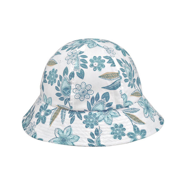 Premium Custom 6577Y Floral Paisley Bucket Hat with Embroidered Eyelets One Colorway Blue Botanical Print Cotton Outdoor Summer Sun Hat for Casual Wear Travel and Promotional Branding