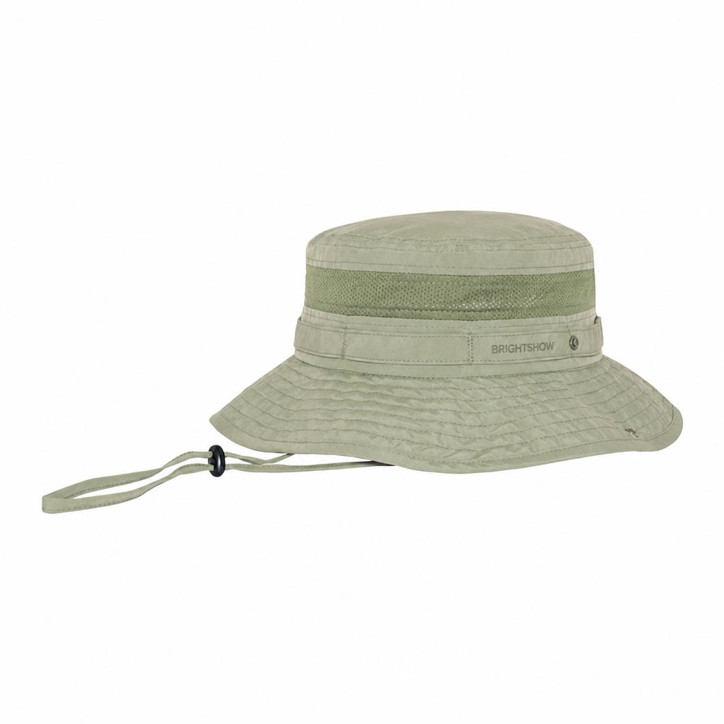 Premium Custom J7263 Mesh-Ventilated Boonie Bucket Hat with Chin Draw Cord and Daisy-Chain Band Wide Brim UV Protection Outdoor Cap for Hiking Fishing Safari and Promotional Branding