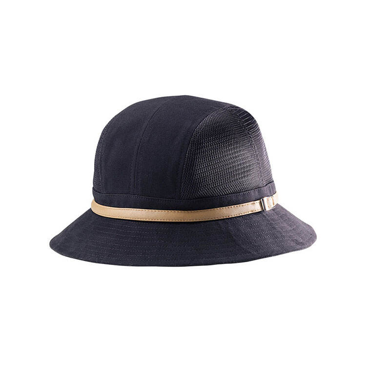 Premium Custom 7901 Mesh-Panel Bucket Cap with Synthetic Leather Band and Metal Buckle Short Brim Ventilated Outdoor Cap for Daily Wear Work and Promotional Branding