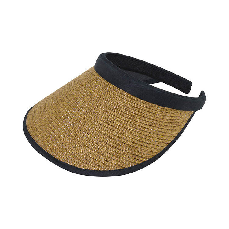 Paper Straw Wrap Sun Visor Custom B2B Summer Lifestyle Headwear Breathable Woven Straw Wide UV Protection Pre Curved Brim Empty Top Visor Unisex Lightweight Foldable Beach Travel Golf Sun Hat Blank Custom Embroidery Bulk Supply For Women Men