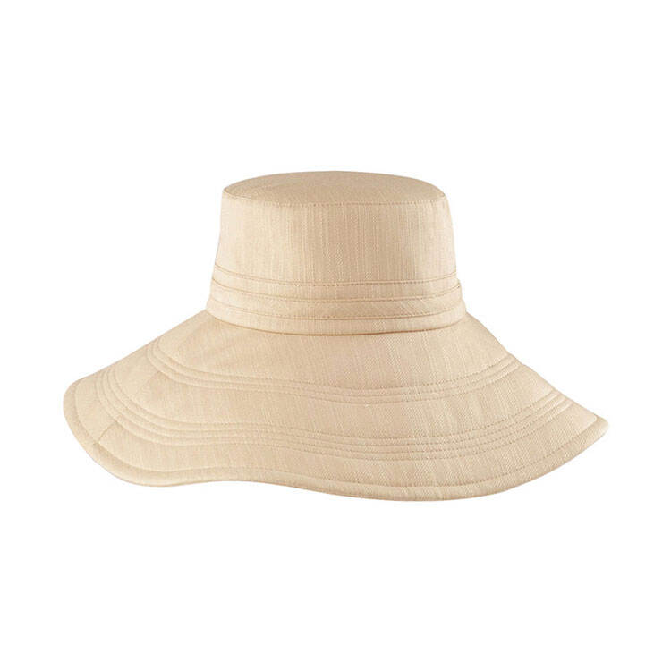 Premium Custom 6594A Wide-Brim Bucket Sun Hat with Concentric Stitching Three Colorways Flat-Top Crown Rolled Hem Woven Cotton Outdoor Summer Sun Hat for Beach Travel Gardening and Promotional Branding