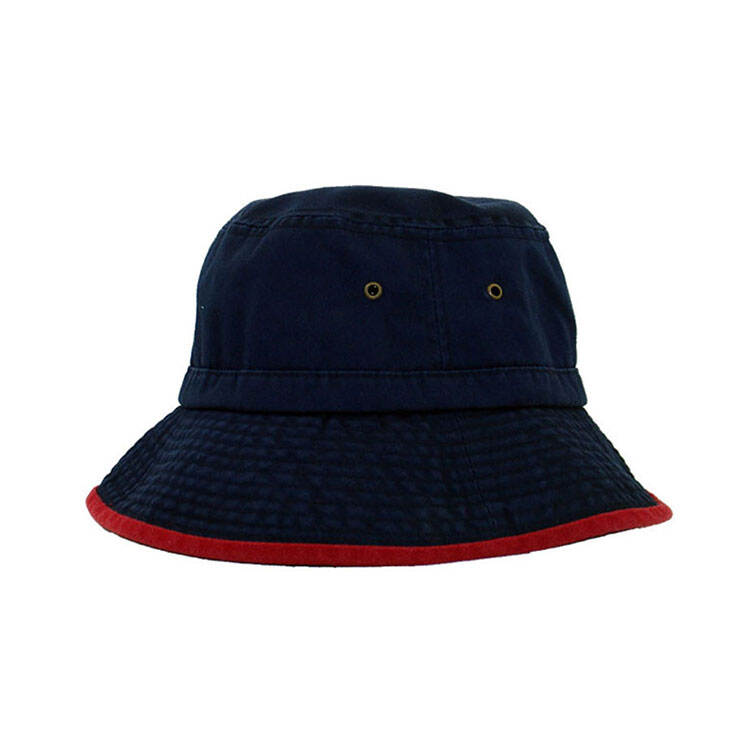 Premium Custom 7834 Washed Canvas Bucket Hat with Brass Eyelets and Red Piping Option Heavy Cotton Twill Outdoor Sun Cap for Daily Wear Outdoor Work and Promotional Branding