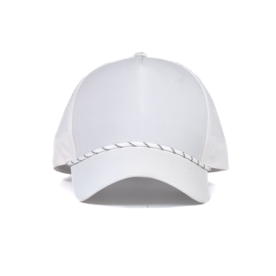 Premium Custom 5-Panel Laser Perforated Mesh Rope Sports Baseball Cap, Polyester Breathable Athletic Cap Professional Baseball Cap with Custom Logo Embroidery for Daily Wear and Outdoor Activities