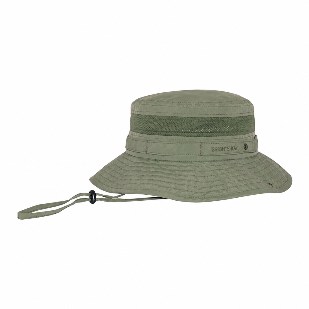 Premium Custom J7263 Mesh-Ventilated Boonie Bucket Hat with Chin Draw Cord and Daisy-Chain Band Wide Brim UV Protection Outdoor Cap for Hiking Fishing Safari and Promotional Branding