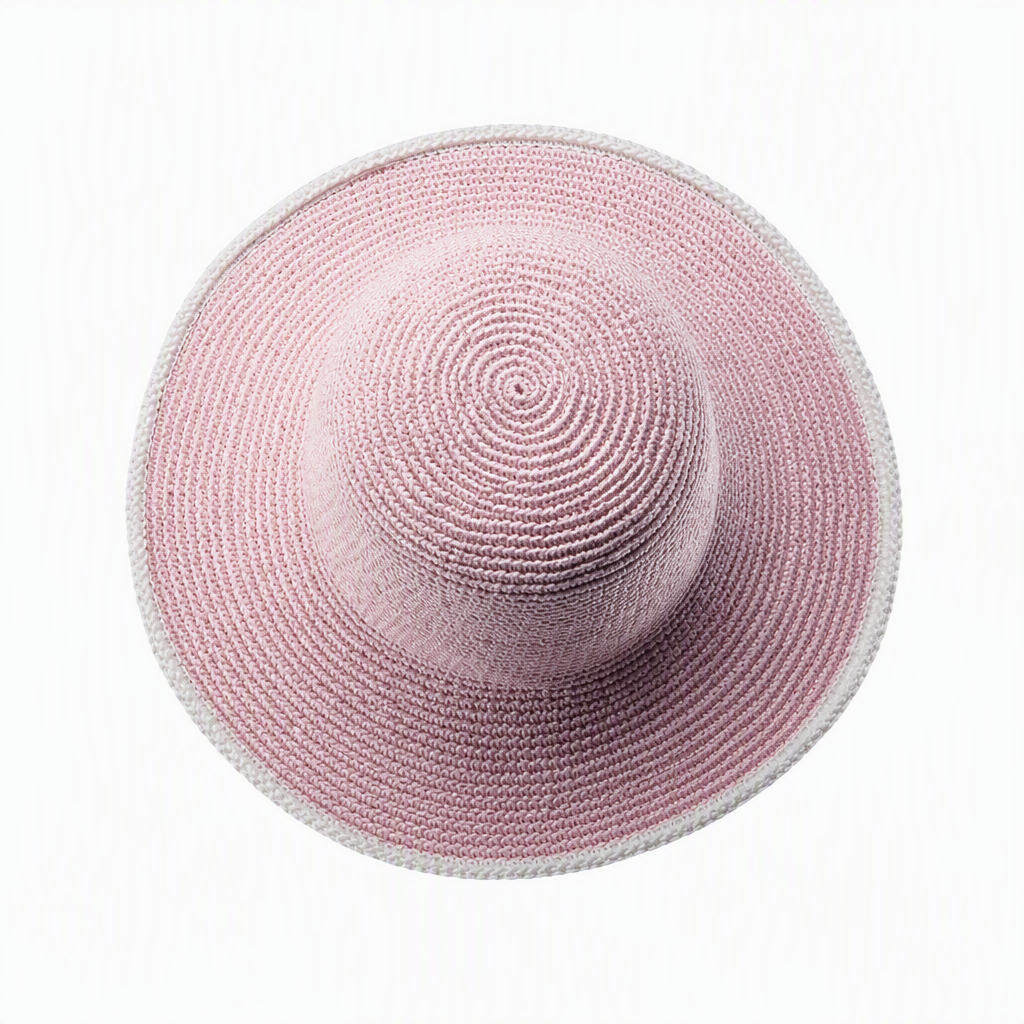 Premium Custom 2806 Crochet Wide-Brim Hat with White Trim Six Colorways Contrast Crocheted Border Deep Crown Artisanal Yarn Outdoor Summer Sun Hat for Casual Wear Travel and Promotional Branding